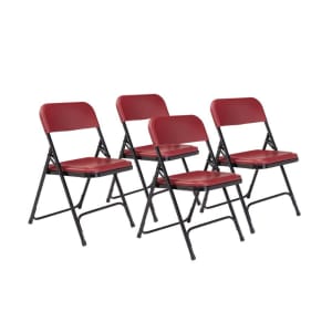 955-818 Folding Chair w/ Black Plastic Back & Seat - Steel Frame, Black