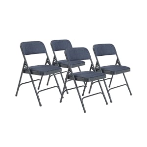 955-2204 Folding Chair w/ Imperial Blue Fabric Back & Seat - Steel Frame, Char-Blue