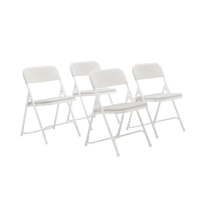 955-821 Folding Chair w/ White Plastic Back & Seat - Steel Frame, White