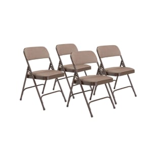 955-2207 Folding Chair w/ Russet Walnut Fabric Back & Seat - Steel Frame, Brown