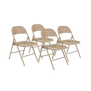 955-901 Folding Chair w/ Beige Steel Back & Seat - Steel Frame, Beige