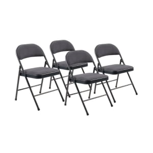 955-974 Folding Chair w/ Star Trail Blue Fabric Back & Seat - Steel Frame, Navy Blue