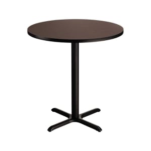 955-CT13636XCMY 36" Round Counter Height Table - Mahogany Laminate Top, Black Metal Base