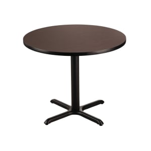 955-CT13636XDMY 36" Round Dining Height Table - Mahogany Laminate Top, Black Metal Base