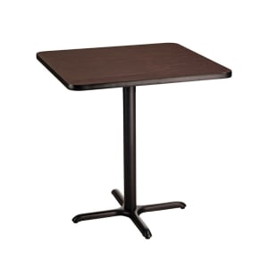 955-CT33636XCMY 36" Square Counter Height Table - Mahogany Laminate Top, Black Metal Base
