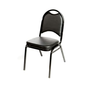 256-SL2089BLK Stacking Banquet Chair w/ Black Vinyl Back & Seat - Steel Frame, Black