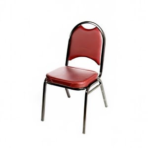 256-SL2089WINE Stacking Banquet Chair w/ Wine Vinyl Back & Seat - Steel Frame, Black