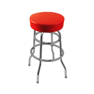 256-SL2129RED Backless Bar Stool w/ Red Vinyl Seat, Chrome
