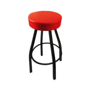 256-SL2132RED Backless Swivel Bar Stool w/ Red Seat, Black