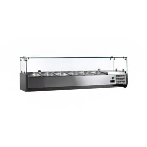 390-41937 59" Countertop Refrigerated Prep Rail w/ Sneeze Guard