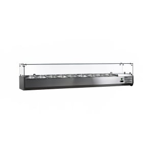 390-46680 78 7/10" Countertop Refrigerated Prep Rail w/ Sneeze Guard