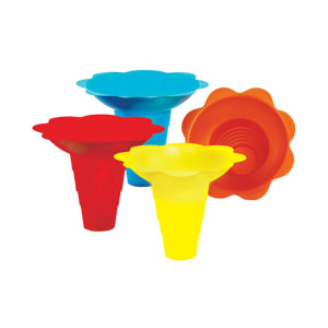 610-6504 12 oz Snow Cone Flower Drip Tray Cups - Plastic, Assorted Colors