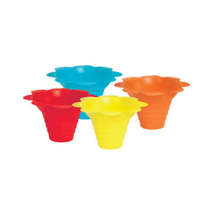 610-6502 4 oz Snow Cone Flower Drip Tray Cups - Plastic, Assorted Colors