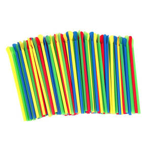 610-6510 8" Unwrapped Spoon Straws - Polypropylene, Assorted Colors