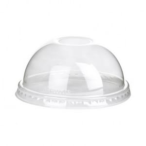 188-EPDLCCNH GreenStripe® Dome Lid for 9 to 24 oz Cold Cups - Without Hole, PLA, Clear