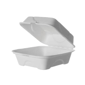 188-EPHC6NFA Vanguard® Hinged Lid Food Container - 6" x 6" x 3", Molded Fiber