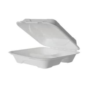 188-EPHC93NFA Vanguard® (3) Compartment Hinged Lid Food Container - 9" x 9" x 3", Molded Fiber