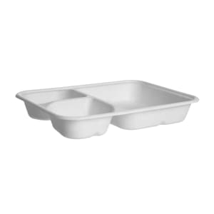 188-EPSCRC863NFA Vanguard® WorldView™ Disposable Nacho Tray w/ (3) Compartments - Molded Fiber, White