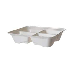 188-EPSCTR13104LNFA Vanguard® Regalia™ Half Pan w/ (4) Compartments - 13" x 10", Molded Fiber, White