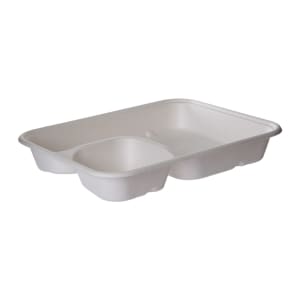 188-EPSCRC862NFA Vanguard® WorldView™ Disposable Nacho Tray w/ (2) Compartments - Molded Fiber, White