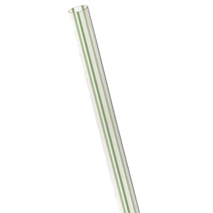 188-EPST710GS 7 3/4" Unwrapped Straws - PLA, Clear/Green Striped