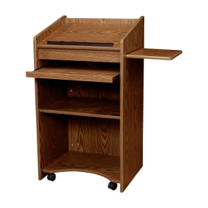 955-600MO Floor Lectern w/ (3) Shelves - 25" x 20" x 46", Laminate, Medium Oak