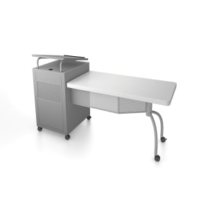 955-EDPD Teacher's Desk & Lectern - 68"W x 24"D x 35"H, Steel, Grey Hammer Tone