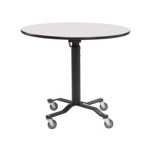 955-PCT136PBTMGY 36" Round Bar Height Table - Grey Nebula Laminate Top, Steel Base