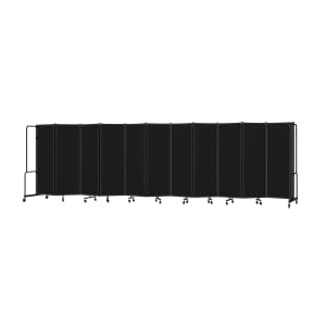 955-RDB611PT10 256"L Portable Room Divider w/ (11) Black PET Panels & Black Frame - 6'H