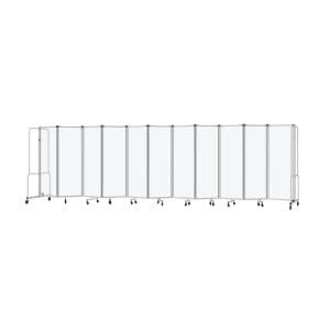 955-RDG611FA 256"L Portable Room Divider w/ (11) Frosted Acrylic Panels & Gray Frame - 6'H