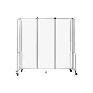 955-RDG63FA 72"L Portable Room Divider w/ (3) Frosted Acrylic Panels & Gray Frame - 6'H