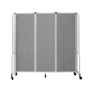 955-RDG63PT02 72"L Portable Room Divider w/ (3) Gray PET Panels & Gray Frame - 6'H