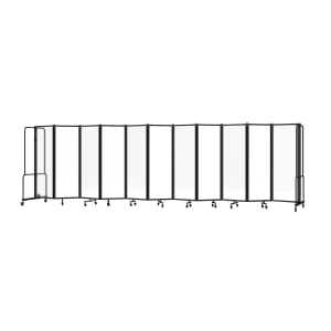 955-RDB611FA 256"L Portable Room Divider w/ (11) Frosted Acrylic Panels & Black Frame - 6'H