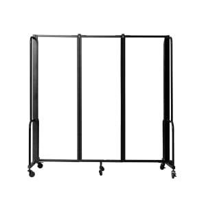 955-RDB63WB 72"L Portable Room Divider w/ (3) Whiteboard Panels & Black Frame - 6'H