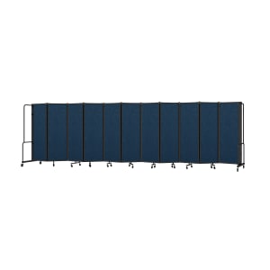 955-RDB611PT04 256"L Portable Room Divider w/ (11) Blue PET Panels & Black Frame - 6'H