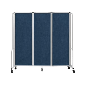 955-RDG63PT04 72"L Portable Room Divider w/ (3) Blue PET Panels & Gray Frame - 6'H