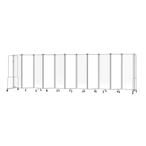 955-RDG611CA 256"L Portable Room Divider w/ (11) Clear Acrylic Panels & Gray Frame - 6'H