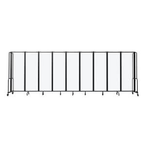 955-RDB69FA 210"L Portable Room Divider w/ (9) Frosted Acrylic Panels & Black Frame - 6'H