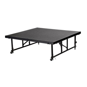 955-TFXS48481624C02 Duel Height Stage w/ Carpeted Deck & Black Steel Frame - 4 ft x 4 ft x 16" to 24"H