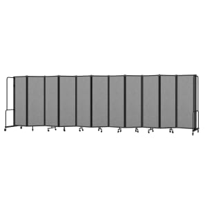 955-RDB611PT02 256"L Portable Room Divider w/ (11) Gray PET Panels & Black Frame - 6'H