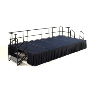 955-SG482404C04SB10 Stage w/ Carpeted Deck & Black Steel Frame - 8 ft x 16 ft x 24"H