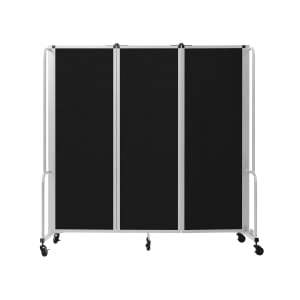 955-RDG63PT10 72"L Portable Room Divider w/ (3) Black PET Panels & Gray Frame - 6'H
