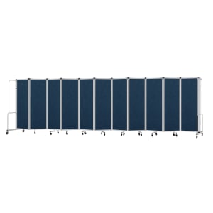 955-RDG611PT04 256"L Portable Room Divider w/ (11) Blue PET Panels & Gray Frame - 6'H