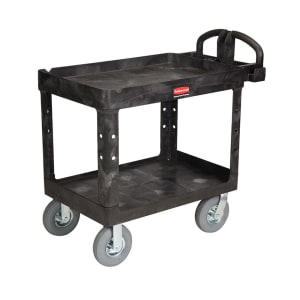 007-FG452010BLA 2 Level Polymer Utility Cart w/ 500 lb Capacity, Raised Ledges