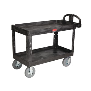 007-FG454610BLA 2 Level Polymer Utility Cart - 55"L x 26"W x 33-1/4"H, Black