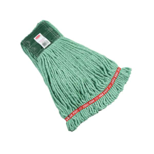 007-FGA21206GR00 Medium Wet Mop Head - 1" Headband, 4 Ply Cotton/Synthetic Blend, Green
