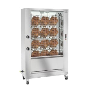 481-FFS11004GBRASLP Gas 9 Spit Commercial Rotisserie w/ 27 Bird Capacity, Liquid Propane