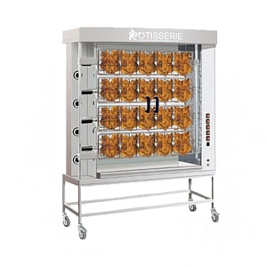 481-FFS14254GSSLP Gas 4 Spit Spatchcock Commercial Rotisserie w/ 20 Bird Capacity, Liquid Propane