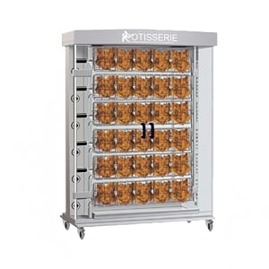 481-FFS14256GSSNG Gas 6 Spit Spatchcock Commercial Rotisserie w/ 30 Bird Capacity, Natural Gas