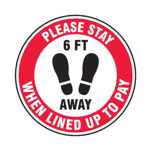 393-MFS354 12" Round Slip-Gard™ Social Distancing Floor Sign - Vinyl w/ Adhesive Backing
